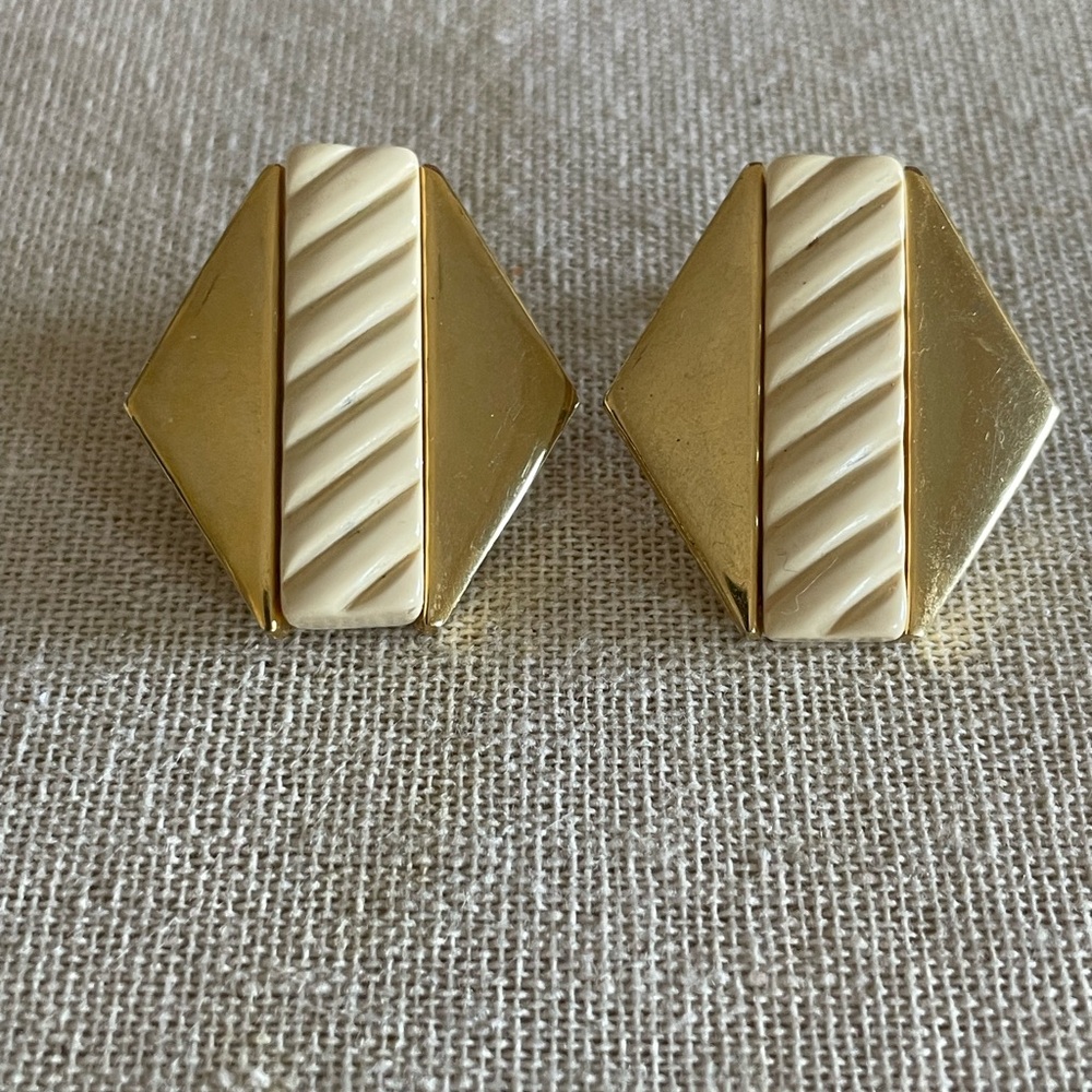 Vintage Napier Gold & Lucite Modernist Runway Earrings